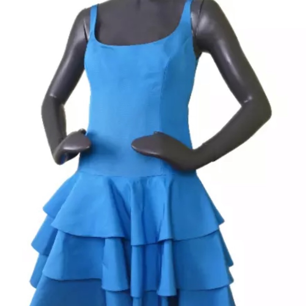 $3498 RALPH LAUREN COLLECTION Purple Label Silk  Dress XS 0 Bright Blue new - Picture 6 of 12